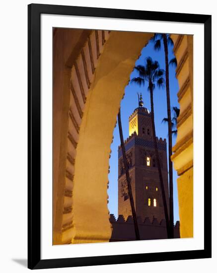 Minaret of the Koutoubia Mosque at Dusk, Marrakesh, Morocco, North Africa, Africa-Frank Fell-Framed Photographic Print