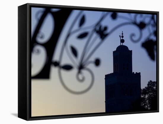 Minaret of the Koutoubia Mosque at Sunset, Marrakesh, Morocco, North Africa, Africa-Frank Fell-Framed Stretched Canvas