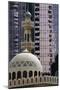 Minaret with Skyscraper in Background, Abu Dhabi, United Arab Emirates-null-Mounted Giclee Print