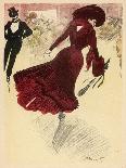Glamorous Young Woman in Red Catches the Eye of a Nearby Chap-Minartz-Framed Art Print