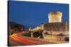 Minceta tower and city walls with traffic light trails, Dubrovnik Old Town, Dubrovnik, Dalmatian Co-Neale Clark-Stretched Canvas