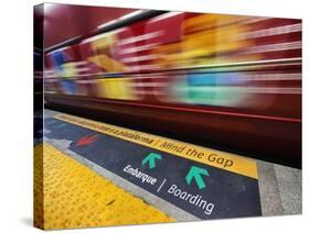 Mind the Gap Sign in a Metro Rio Station.-Jon Hicks-Stretched Canvas