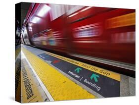 Mind the Gap Sign in a Metro Rio Station.-Jon Hicks-Stretched Canvas