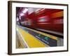 Mind the Gap Sign in a Metro Rio Station.-Jon Hicks-Framed Photographic Print