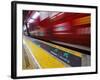 Mind the Gap Sign in a Metro Rio Station.-Jon Hicks-Framed Photographic Print