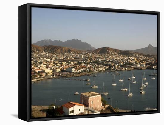 Mindelo City and Harbour, Sao Vicente, Cape Verde Islands, Atlantic, Africa-G Richardson-Framed Stretched Canvas