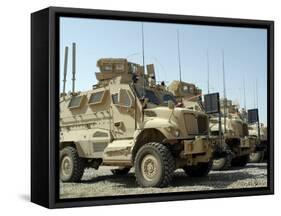 Mine Resistant Ambush Protected Vehicles Sit in the Parking Area at Joint Base Balad, Iraq-Stocktrek Images-Framed Stretched Canvas