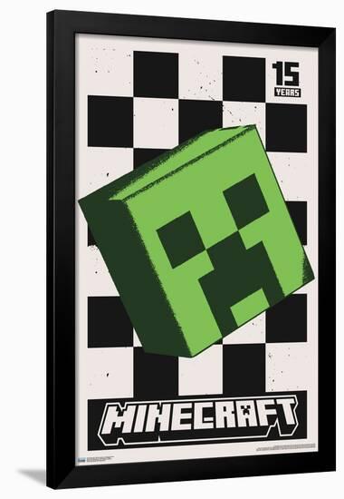 Minecraft: 15th Anniversary - Posterized Creeper-Trends International-Framed Poster