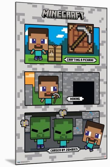 Minecraft - Chibi Chased By Zombies-Trends International-Mounted Poster
