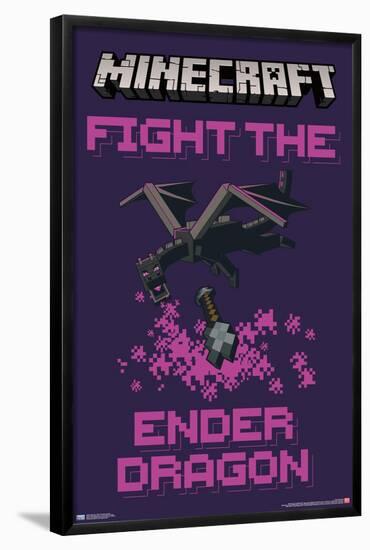 Minecraft - Fight The Ender Dragon-Trends International-Framed Poster