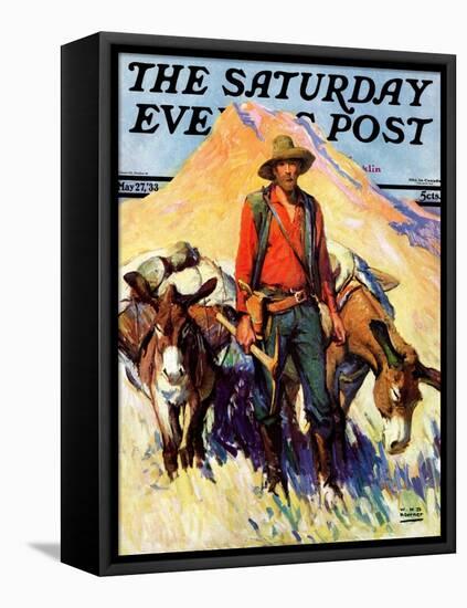 "Miner and Donkeys," Saturday Evening Post Cover, May 27, 1933-William Henry Dethlef Koerner-Framed Stretched Canvas