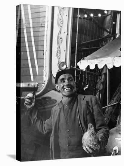 Miner at a Fairground, Conisbrough, Near Doncaster, South Yorkshire, 1955-Michael Walters-Stretched Canvas