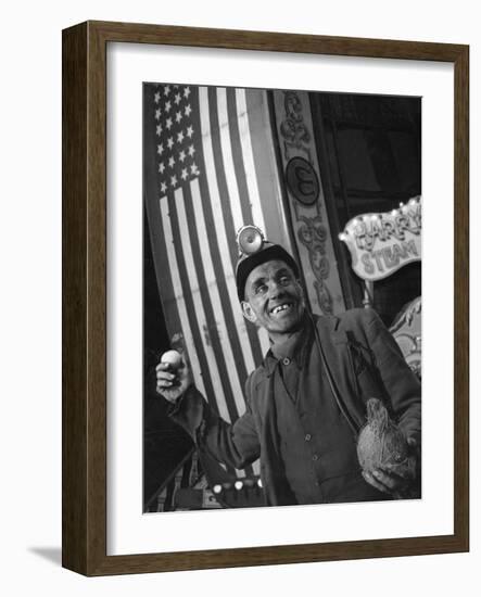 Miner at a Fairground, Conisbrough, Near Doncaster, South Yorkshire, 1955-Michael Walters-Framed Photographic Print