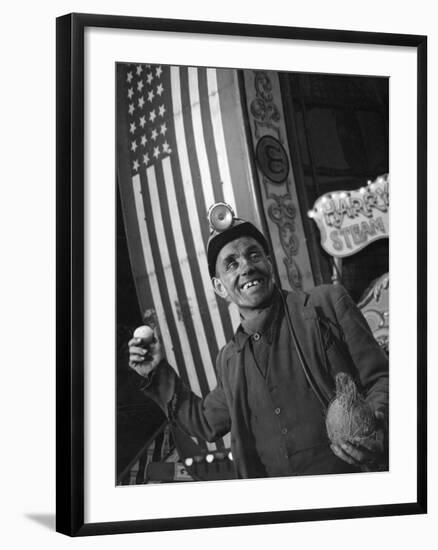 Miner at a Fairground, Conisbrough, Near Doncaster, South Yorkshire, 1955-Michael Walters-Framed Photographic Print