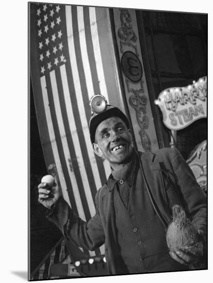 Miner at a Fairground, Conisbrough, Near Doncaster, South Yorkshire, 1955-Michael Walters-Mounted Photographic Print