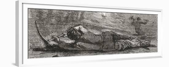 Miner Digging at Coal Mine Coalface in the 19th Century. from the National Encyclopaedia-null-Framed Giclee Print