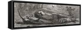 Miner Digging at Coal Mine Coalface in the 19th Century. from the National Encyclopaedia-null-Framed Stretched Canvas
