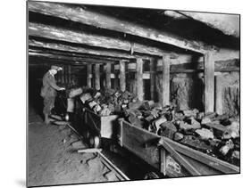 Miner Examining Load of Coal at Mouth of Pit-null-Mounted Photographic Print