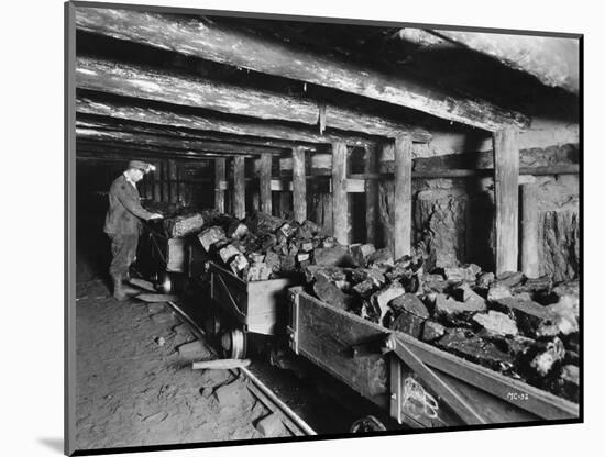 Miner Examining Load of Coal at Mouth of Pit-null-Mounted Photographic Print