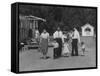 Miner Maurice Ruddick with Family and Friends Walking Near Segregated Camp Site-Carl Mydans-Framed Stretched Canvas