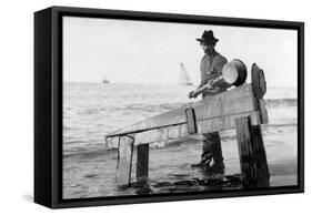 Miner Washing Gold in Alaska Photograph - Alaska-Lantern Press-Framed Stretched Canvas