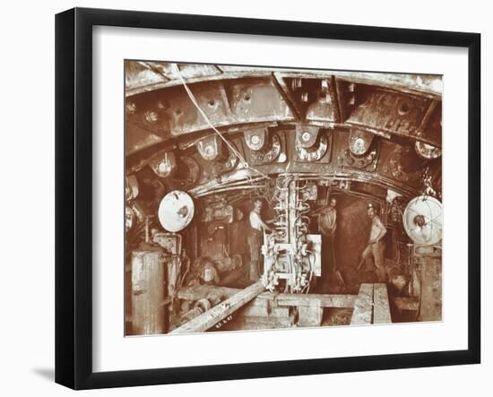 Miners at Work on the Construction of the Rotherhithe Tunnel, Bermondsey, London, February 1907-null-Framed Premium Photographic Print