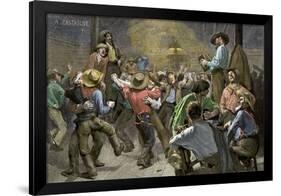 Miners' Ball during the California Gold Rush-null-Framed Giclee Print