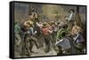 Miners' Ball during the California Gold Rush-null-Framed Stretched Canvas