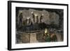 Miners Digging and Loading Coal Into an Underground Mule-Drawn Cart in Pennsylvania, c.1860-null-Framed Giclee Print