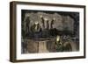 Miners Digging and Loading Coal Into an Underground Mule-Drawn Cart in Pennsylvania, c.1860-null-Framed Giclee Print