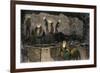 Miners Digging and Loading Coal Into an Underground Mule-Drawn Cart in Pennsylvania, c.1860-null-Framed Giclee Print