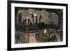 Miners Digging and Loading Coal Into an Underground Mule-Drawn Cart in Pennsylvania, c.1860-null-Framed Giclee Print