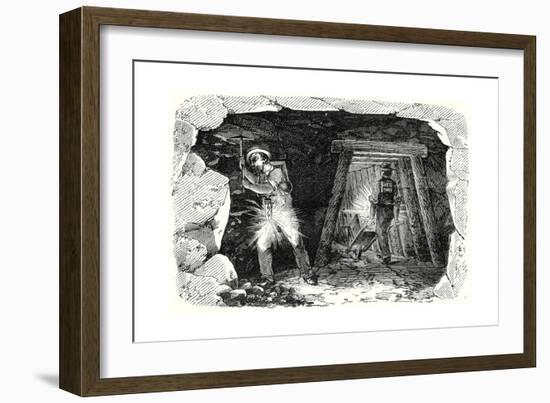 Miners' Lamp. Miners at Work-null-Framed Giclee Print