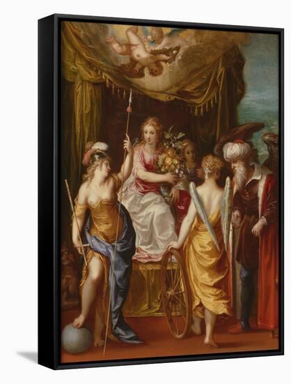 Minerva, Abundance and Fortune (Oil on Copper)-Hendrik van the Elder Balen-Framed Stretched Canvas