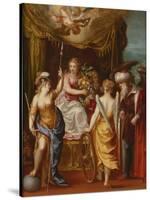 Minerva, Abundance and Fortune (Oil on Copper)-Hendrik van the Elder Balen-Stretched Canvas