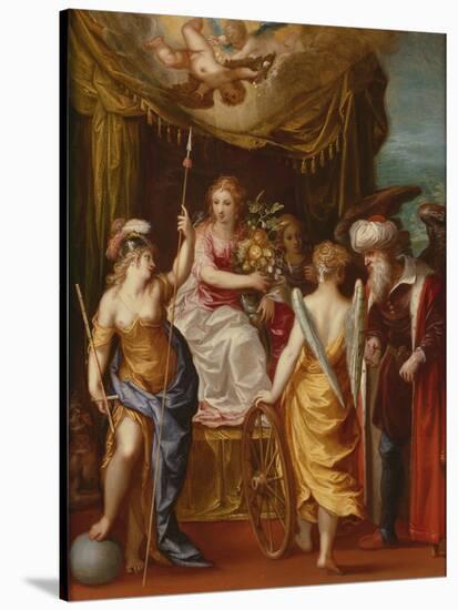 Minerva, Abundance and Fortune (Oil on Copper)-Hendrik van the Elder Balen-Stretched Canvas