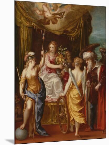 Minerva, Abundance and Fortune (Oil on Copper)-Hendrik van the Elder Balen-Mounted Giclee Print