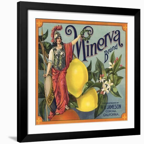 Minerva Brand - Corona, California - Citrus Crate Label-Lantern Press-Framed Art Print