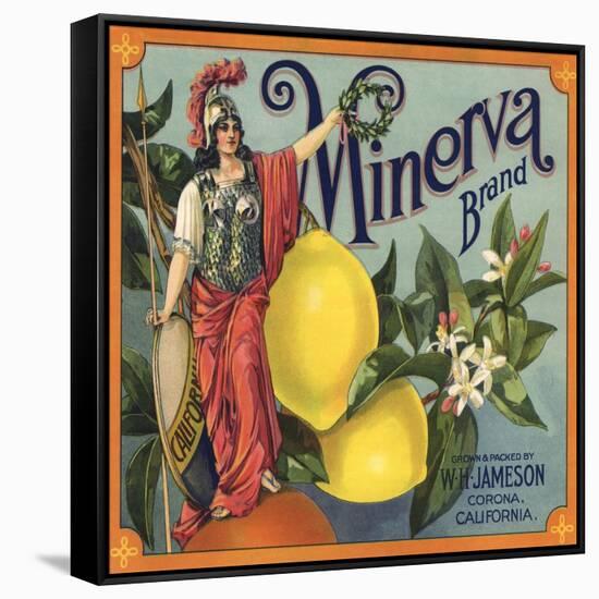 Minerva Brand - Corona, California - Citrus Crate Label-Lantern Press-Framed Stretched Canvas
