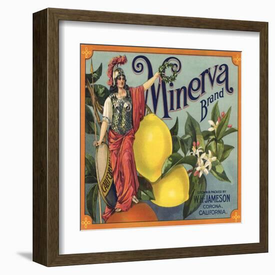 Minerva Brand - Corona, California - Citrus Crate Label-Lantern Press-Framed Art Print