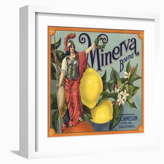 Minerva Brand - Corona, California - Citrus Crate Label-Lantern Press-Framed Art Print