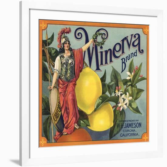 Minerva Brand - Corona, California - Citrus Crate Label-Lantern Press-Framed Art Print