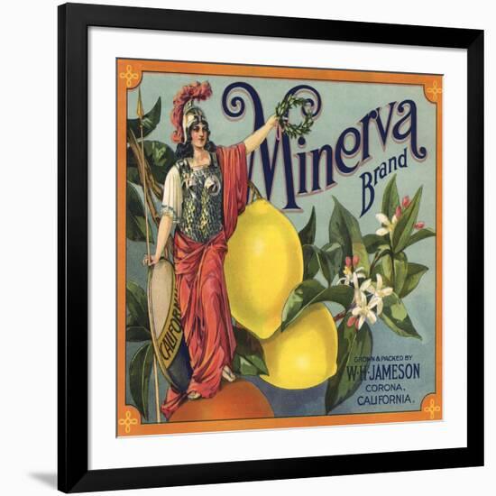 Minerva Brand - Corona, California - Citrus Crate Label-Lantern Press-Framed Art Print