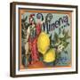 Minerva Brand - Corona, California - Citrus Crate Label-Lantern Press-Framed Premium Giclee Print