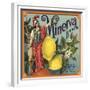 Minerva Brand - Corona, California - Citrus Crate Label-Lantern Press-Framed Premium Giclee Print