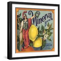 Minerva Brand - Corona, California - Citrus Crate Label-Lantern Press-Framed Art Print