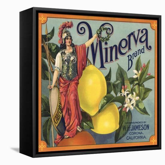 Minerva Brand - Corona, California - Citrus Crate Label-Lantern Press-Framed Stretched Canvas