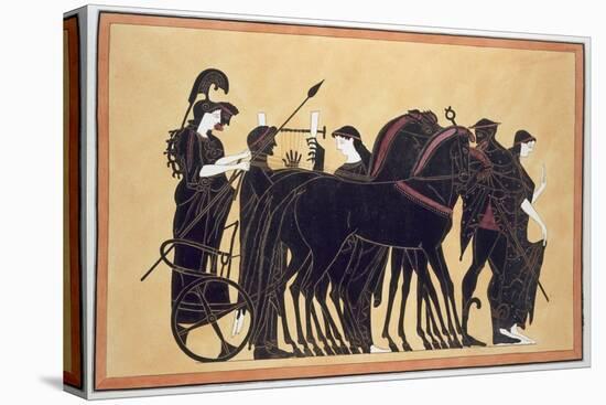 Minerva in a War Chariot with Attendants, Published 1808-10 (Colour Litho)-French-Stretched Canvas