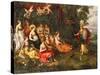 Minerva Visiting the Muses on Mount Helicon-Hans Jordaens III-Stretched Canvas