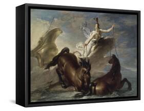 Minerve abreuve ses chevaux dans l'océan au retour d'un combat-René Antoine Houasse-Framed Stretched Canvas